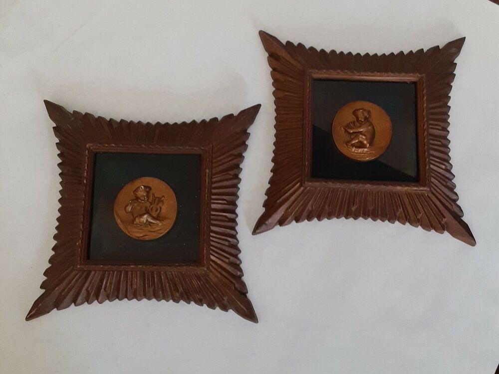 Cherub Plaques Pair, Distressed Wall Art Note